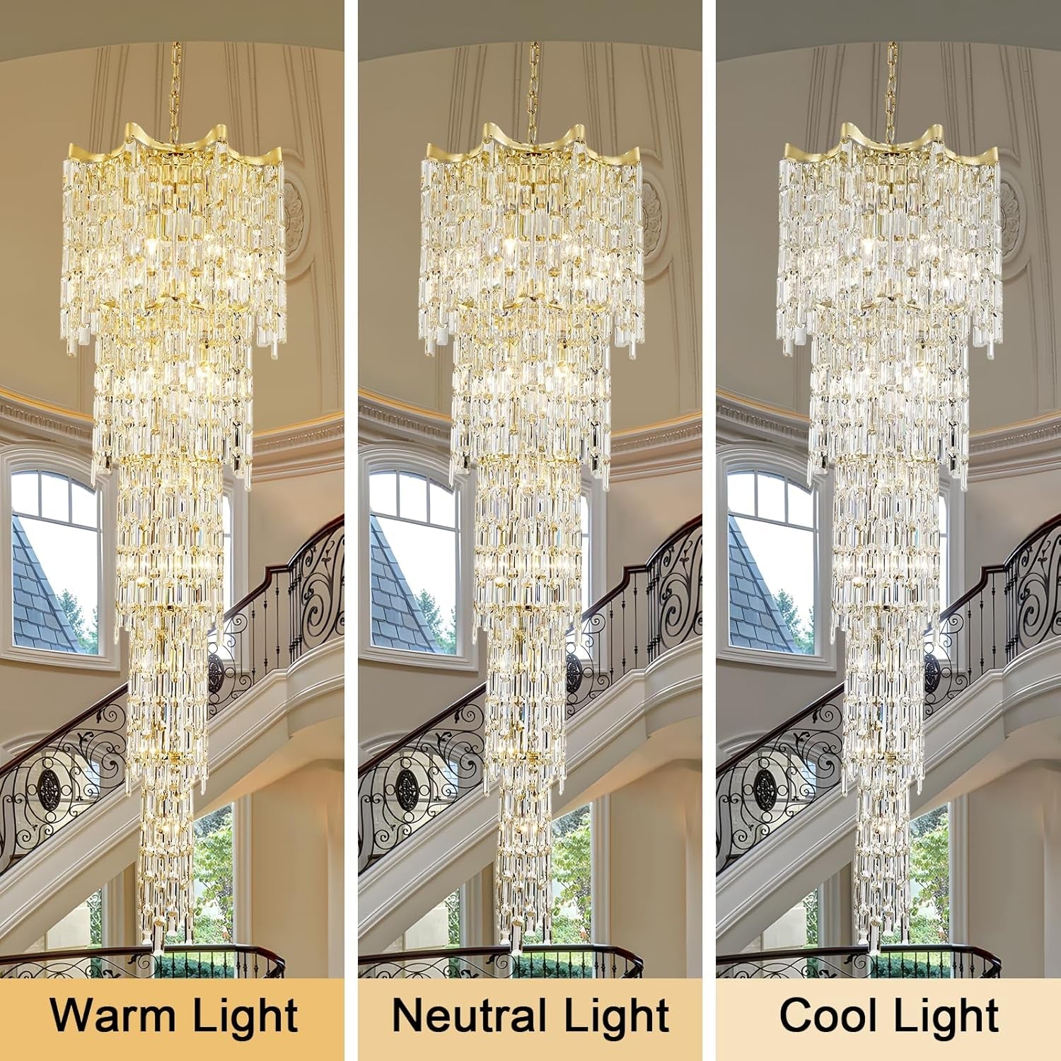 Seventy Nine Inch Gold Crystal Chandelier With K9 Crystals
