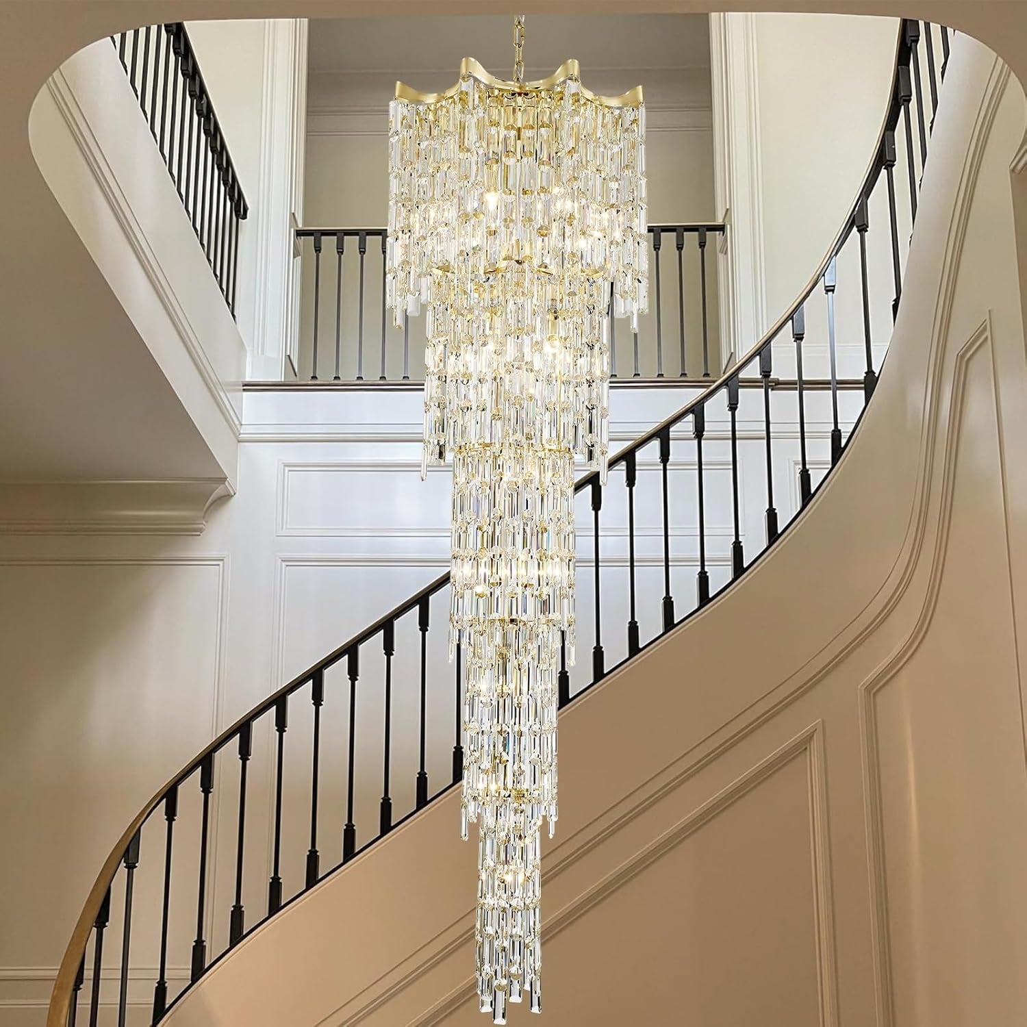 Seventy Nine Inch Gold Crystal Chandelier With K9 Crystals