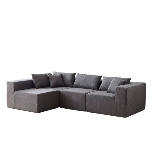 104-Inch Corduroy  Modular L Shaped Sectional Sofa,Luxury Floor Couch Set,Upholstered Indoor Furniture,Foam-Filled Compressed Sofa For Living Room,Bedroom,4 PC Free Combination