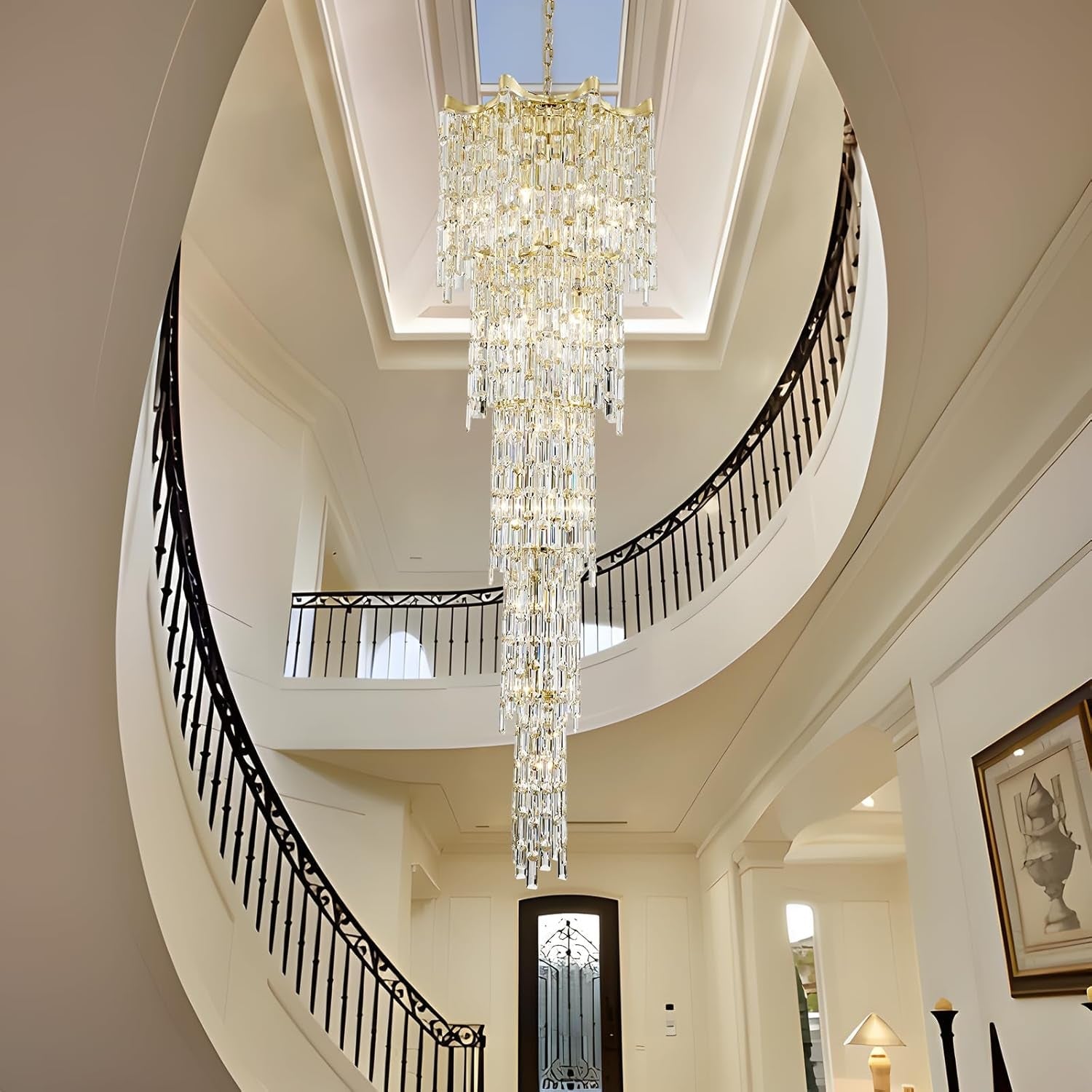 Seventy Nine Inch Gold Crystal Chandelier With K9 Crystals