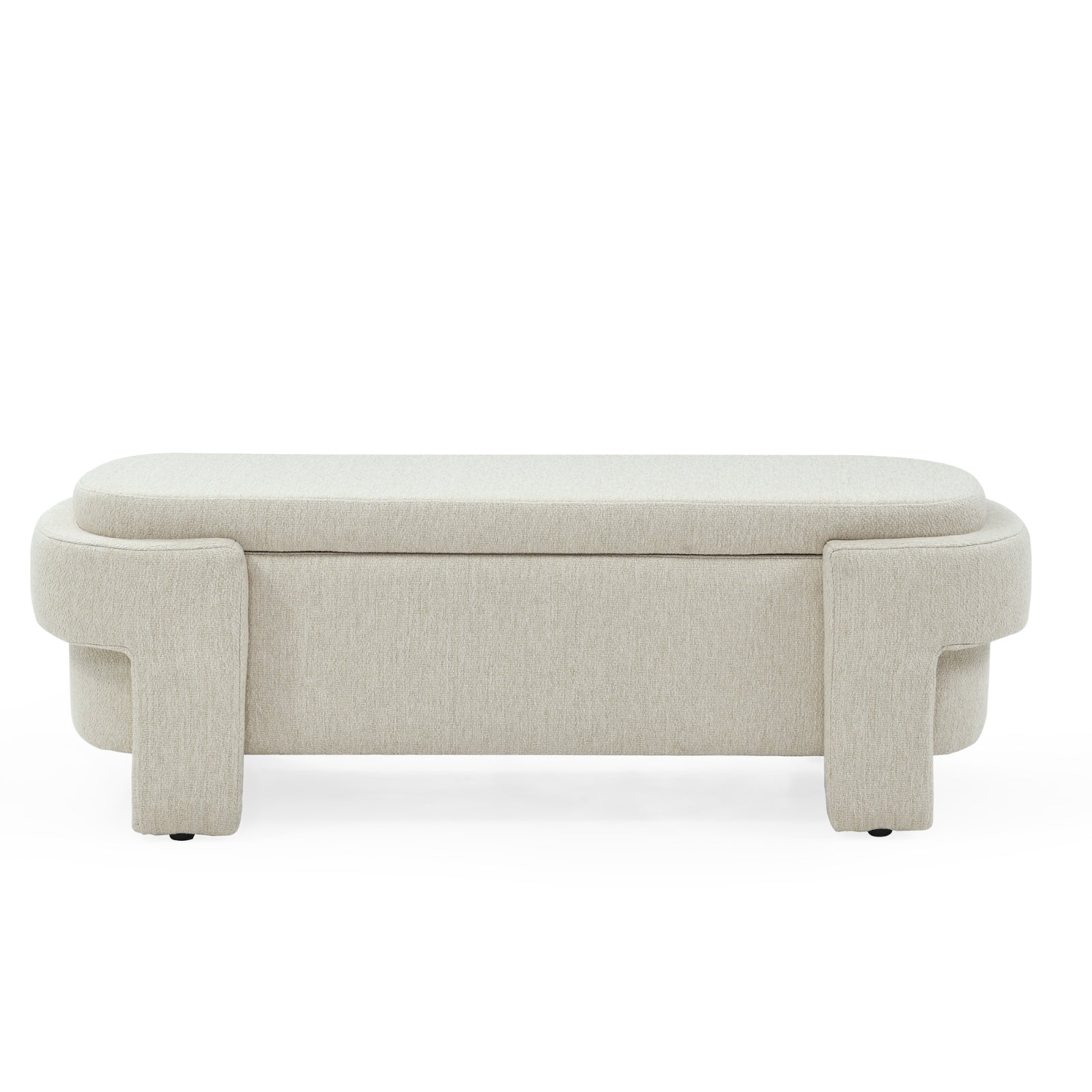 Linen Fabric Bench With Large Storage For Living Room, Entryway, Bedroom